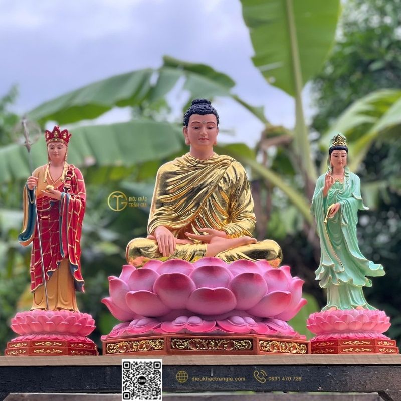 Tượng Ta Bà Tam Thánh Nhựa Composite 50cm