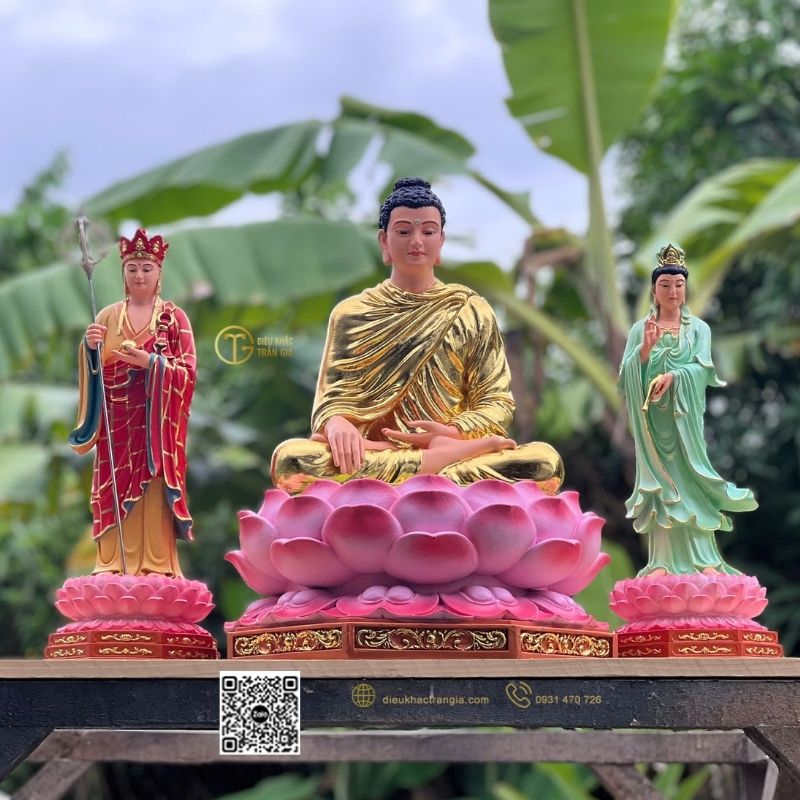 Tượng Ta Bà Tam Thánh Nhựa Composite 50cm